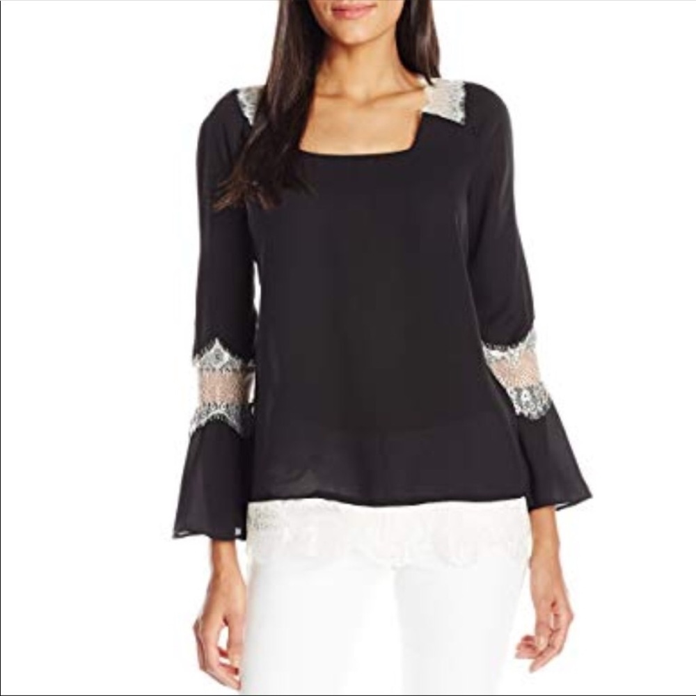 NY collection Black White Lace Bell Sleeves